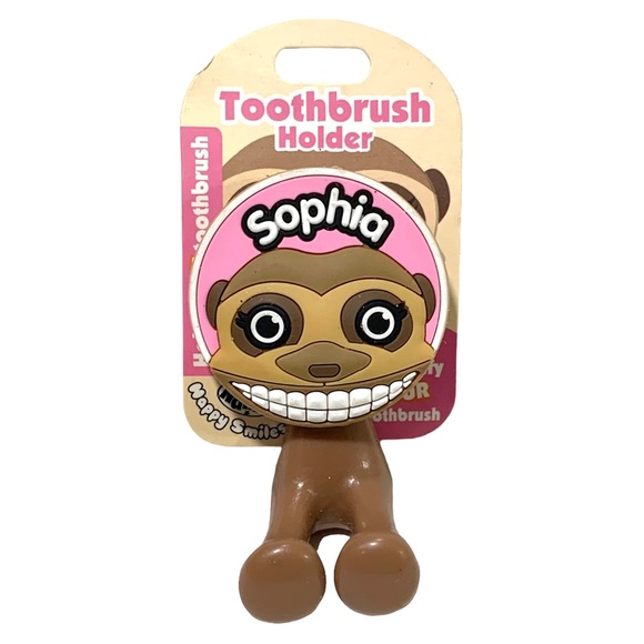 Happy Smiles Personalized Kids Toothbrush Holder Sophia Monkey - Picture 1 of 4